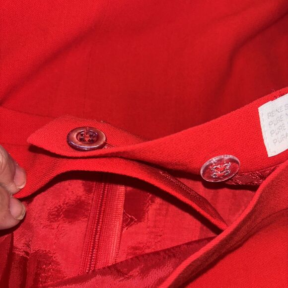 Escada Two Piece Skirt Suit Set Short Sleeve Blazer Women 40 42 M Red Wool Zip - Picture 15 of 16